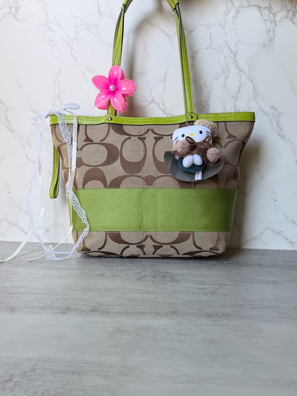 NWOT Green Coach Tote Signature Shoulder Bag